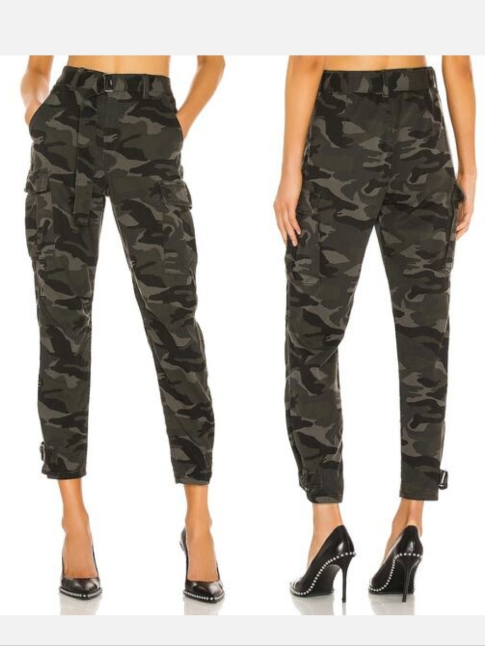 GRLFRND Camo Aaron Cargo Jeans 100% Cotton Pants 27 Cropped Button Up
